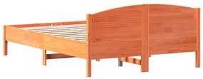 Cama sem colchão 160x200 cm madeira pinho maciço castanho-mel