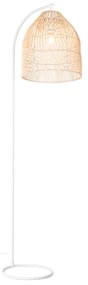 Candeeiro de pé rústico branco com ráfia - Sam