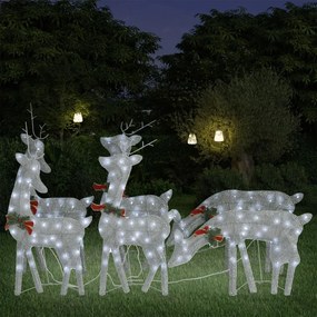 vidaXL Renas de Natal 6 pcs malha prateado/branco frio