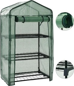 vidaXL Mini estufa com três prateleiras 69x49x125 cm