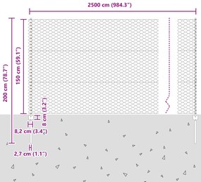 Conjunto de Cerca Conjunto de 2 Cinza Metal 25 x 1.5 m Robusto