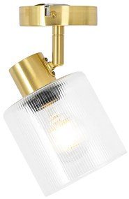 Candeeiro de teto Art Déco dourado com vidro ajustável - Laura