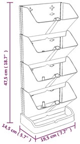 Conjunto floreira vertical 4 pcs polipropileno antracite