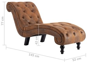 Chaise longue camurça artificial castanho