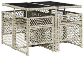5 pcs conjunto de jantar p/ jardim c/ almofadões cinzento claro