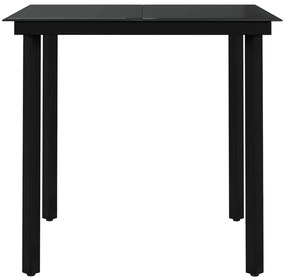 3 pcs conjunto de jantar para jardim cinzento e preto