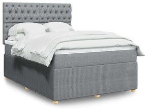 vidaXL Cama com molas/colchão 140x200 cm tecido cinzento-claro