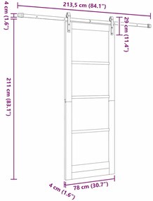 porta deslizante vidaXL com ferragens brancas 78x211 cm de madeira sól