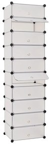 244919 vidaXL Sapateira c/ 10 compartimentos de arrumação interligados branco