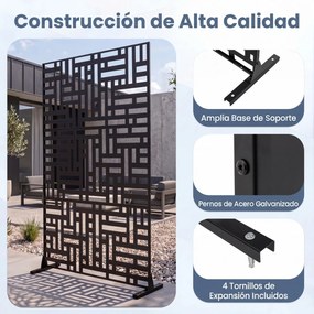Biombo de Privacidade Exterior, 121 x 40 x 183 cm, Aço Galvanizado, Preto