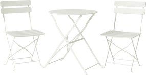Outsunny Conjunto de Jardim Dobrável com 2 Cadeiras Dobráveis Mesa Redonda Estrutura Metálica Eletroforética para Varanda Creme | Aosom Portugal