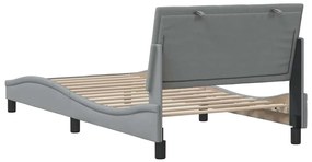 Estrutura de cama sem colchão 100x200 cm tecido cinzento-claro