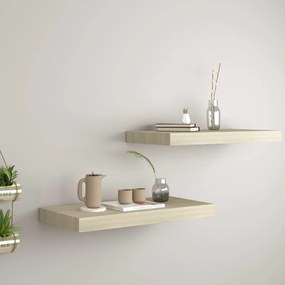 vidaXL Prateleiras de parede suspensas 2 pcs 50x23x3,8cm MDF carvalho