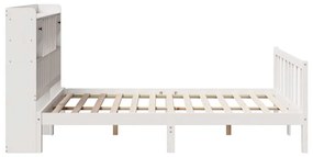 Cama com estante sem colchão 140x190 cm pinho maciço branco