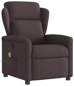 vidaXL Poltrona de massagens reclinável tecido castanho-escuro