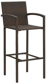 3 pcs conjunto de bar p/ jardim acácia maciça/vime PE castanho