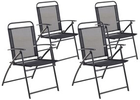 Conjunto de 4 cadeiras de jardim dobráveis em aço preto LIVO Beliani
