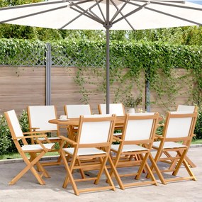 vidaXL Cadeiras de jardim dobráveis 8 pcs tecido/madeira branco nata