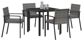 Conjunto de Jantar de 5 Peças Cinza Polyrattan
