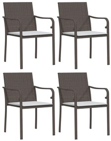5 pcs conjunto de jantar p/ jardim c/ almofadões vime PE e aço