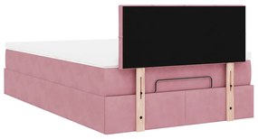 Estrutura de cama otomana com colchão 120x200 cm veludo rosa