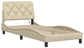 Estrutura de cama com LED sem colchão 80x200 cm tecido creme