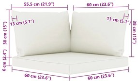 6 pcs conjunto lounge de jardim c/ almofadões creme pinho