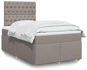 vidaXL Cama boxspring c/ colchão 120x190cm tecido castanho-acinzentado