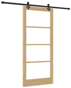 Porta Deslizante vidaXL com Conjunto de Ferragens 93x211 cm de Madeira