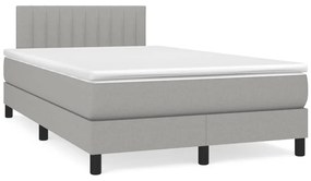 Cama box spring c/ colchão e LED 120x190 cm tecido cinza-claro