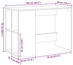 Secretária 102x50x75 cm derivados de madeira cinzento cimento