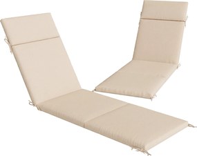 Outsunny Lote de 2 Almofadas para Espreguiçadeira Banho de Sol com 6 Fitas, Proteção UV, 183x53,5x6,5cm, Creme | Aosom Portugal