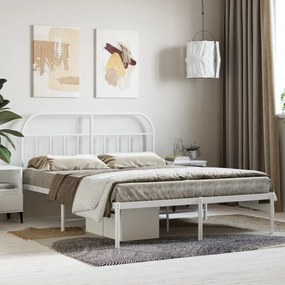 Estrutura de cama com cabeceira 140x190 cm metal branco