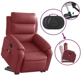 Poltrona massagens reclinável couro artificial vermelho tinto