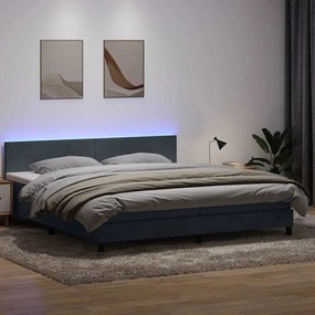 vidaXL Cama box spring c/ colchão e LED 180x220 cm veludo cinzento-escuro
