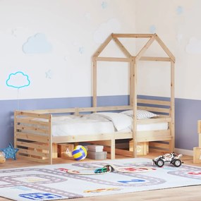 vidaXL Sofá-cama com telhado 90x190 cm madeira de pinho maciça