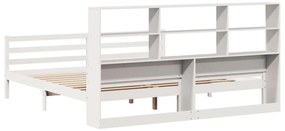 Cama com estante sem colchão 200x200 cm pinho maciço branco