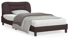 vidaXL Estrutura de cama sem colchão 100x200 cm tecido castanho-escuro