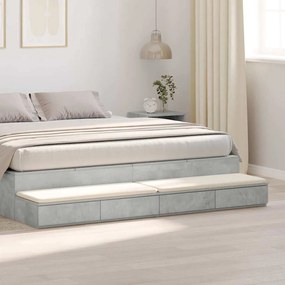 Gavetas para cama vidaXL Cinza Concreto 200x36,5x16,5 cm Madeira de Engenharia