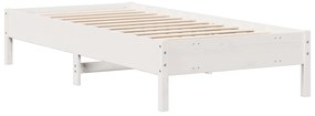 Cama com estante sem colchão 75x190 cm pinho maciço branco