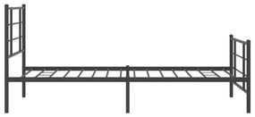 Estrutura de cama com cabeceira e pés 107x203 cm metal preto