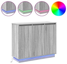 Sideboard vidaXL com LEDs em Cinza Sonoma 90x32x75 cm de Madeira de En