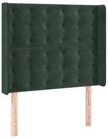 Cabeceira cama c/ luzes LED veludo 93x16x118/128cm verde-escuro