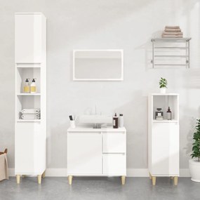 819806 vidaXL Armário WC 30x30x100 cm derivados de madeira branco brilhante