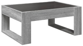 Mesa de centro luzes LED Infinity 70x53x30 cm cinzento sonoma