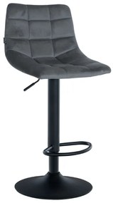 Banco de bar Jerry em veludo com estrutura preta 87-108,5 x 43 x 46,5 cm Cinzento escuro