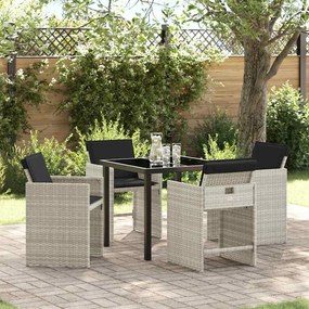 vidaXL Conjunto de Jantar para Jardim Dobrar 5 pcs Cinzento-claro