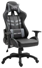 20196 vidaXL Cadeira de gaming couro artificial cinzento