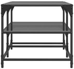 Mesa de centro com topo em vidro preto 98,5x50x45 cm aço