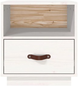 Mesa de cabeceira 40x34x45 cm madeira de pinho maciça branco